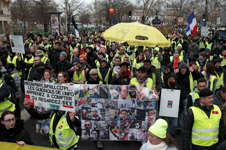 França: nos últimos dois sábados, o protesto conseguiu levar às ruas cerca de 84 mil pessoas em todo o país (Benoit Tessier/Reuters)