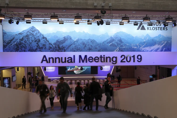 Preparações para o Fórum Econômico Mundial em Davos, na Suíça (Simon Dawson/Bloomberg)