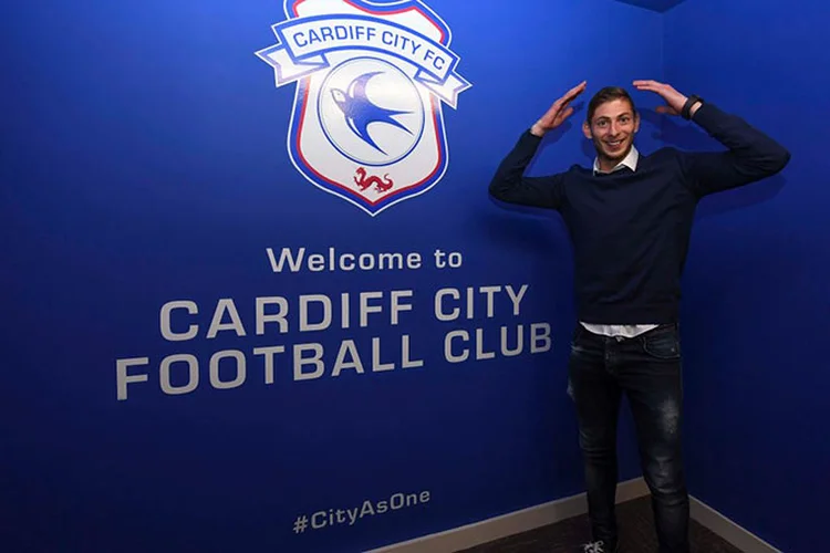 Drama: Emiliano Sala em 18 de janeiro de 2019 em Cardiff, país de Gales.  (Cardiff City FC/Getty Images)