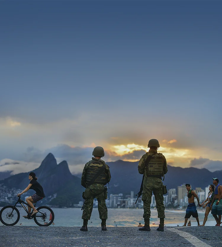 Brazilian Marine patrols Ipanema beach, south zone of the city  in Rio de Janeiro, Brazil, on 6 April 2018 (Photo by Fabio Teixeira/NurPhoto via Getty Images) (Fabio Teixeira/NurPhoto/Getty Images)