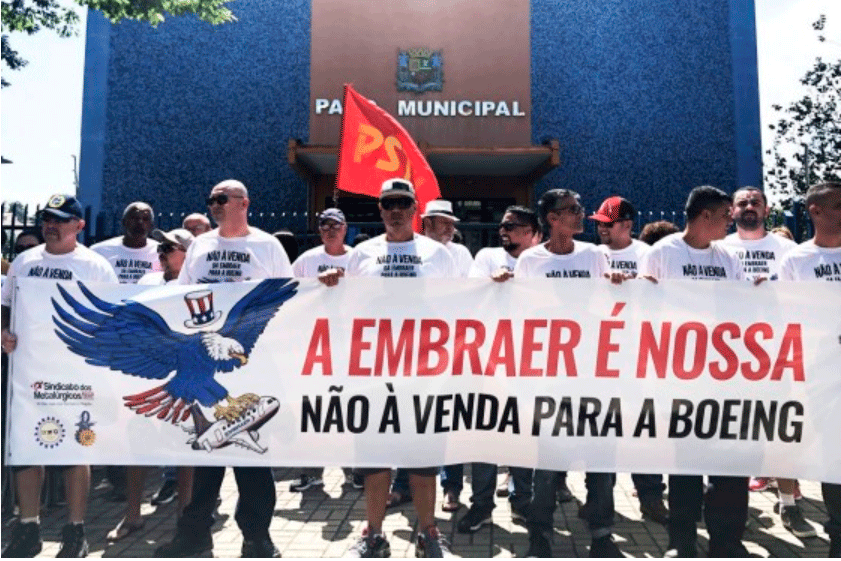 Sindicato faz passeata em São José contra operação entre Boeing e Embraer