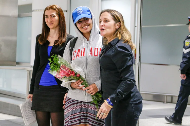 Rahaf Mohamed al-Qunun: ela desembarcou no Canadá neste sábado (Carlos Osorio/Reuters)