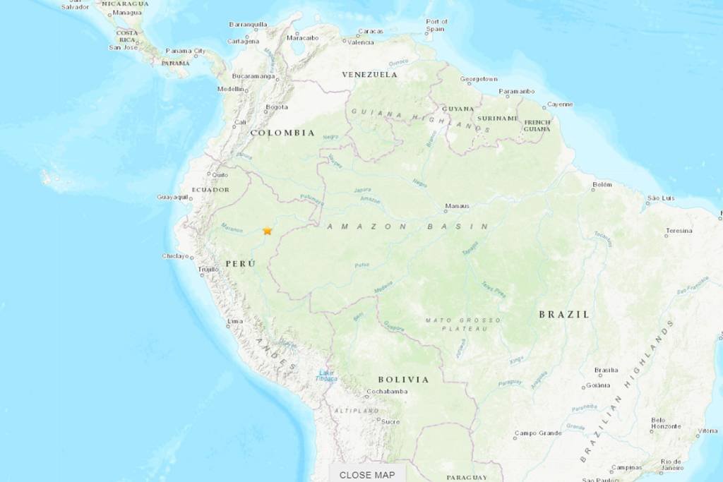 Terremoto de 7,5 graus sacode a Amazônia peruana (USGS/Reprodução)
