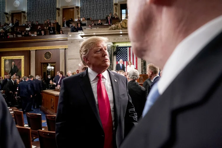 Donald Trump durante discurso no Congresso americano (Doug Mills/Reuters)