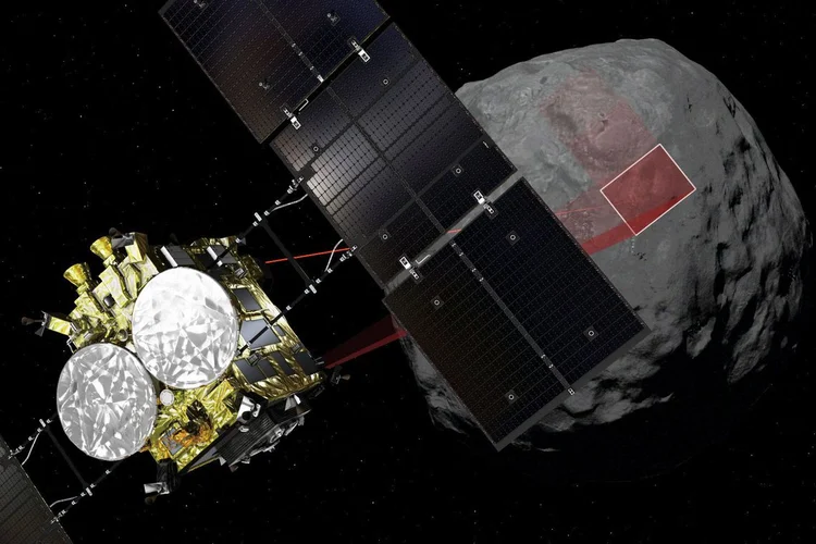 Agência de Exploração Aeroespacial do Japão anunciou que ocorreu com êxito o pouso da sonda espacial Hayabusa 2 no asteroide Ryugu (HANDOUT/Agência Brasil)
