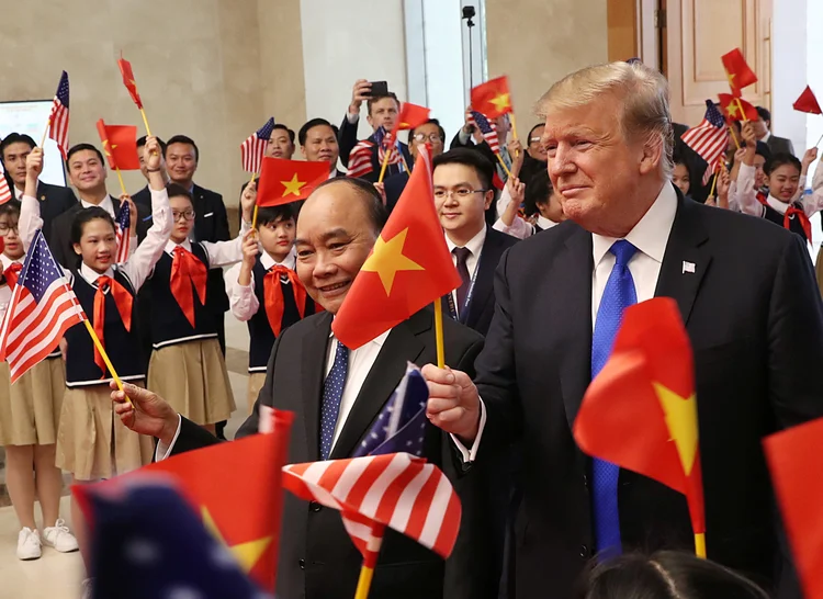 Presidente dos EUA, Donald Trump, em Hanói, Vietnã , em 27 de fevereiro de 2019 (Leah Millis/Reuters)