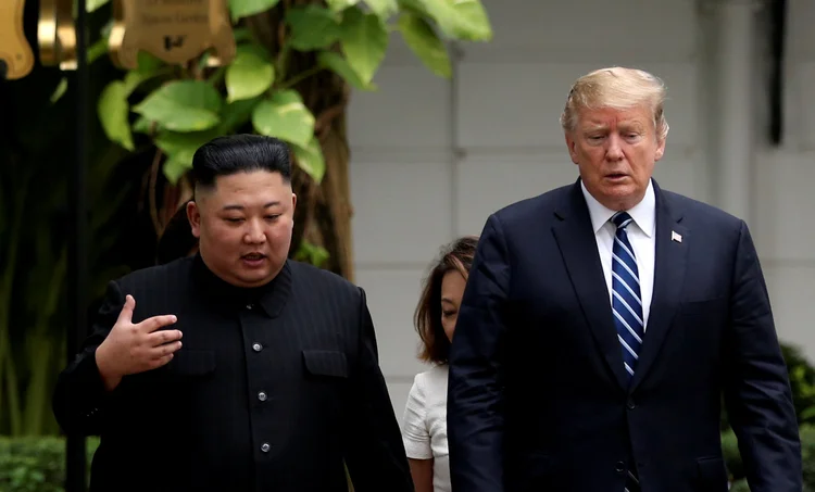 Kim Jong-un e Donald Trump: negociações entre líder norte-coreano e presidente americano terminam sem acordo (Leah Millis/Reuters)