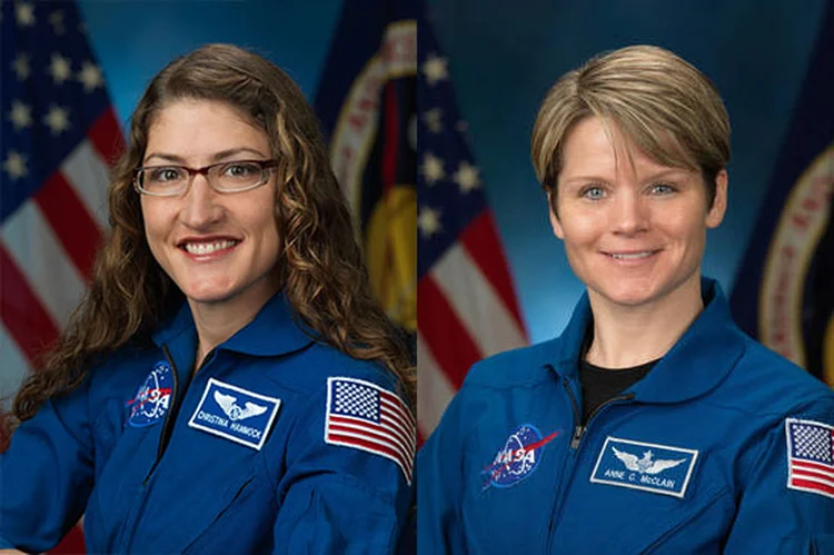 Christina Koch e Anne McClain: astronautas serão as primeiras mulheres a fazerem caminhada espacial (Nasa/Reprodução)