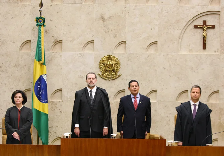 Sessão solene: abertura contou com a participação de Dodge, Mourão e Moro (Nelson Jr./SCO/STF/Divulgação)