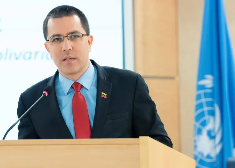 Jorge Arreaza: o chanceler da Venezuela sofreu boicote de vários países durante discurso na sessão do Conselho de Direitos Humanos das Nações Unidas na Suíça, em 27 de fevereiro de 2019 (Jean Marc Ferre/Handout/Reuters)
