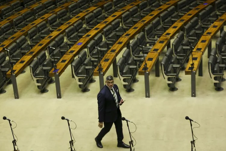 Alexandre Frota: deputado foi o primeiro a chegar ao Plenário Ulysses Guimarães para a posse (Marcelo Camargo/Agência Brasil)