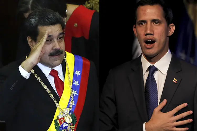 Maduro-Guaidó: Líderes seguem em conflito sobre comando da Venezuela (Montagem/Exame)