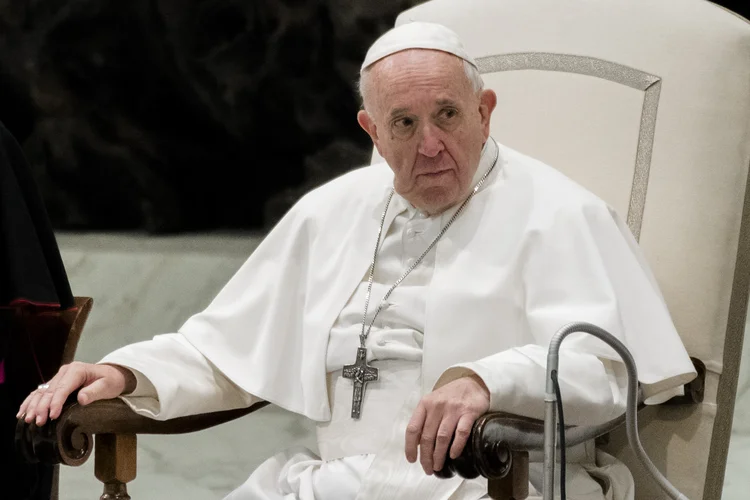 Papa Francisco: pontífice no salão Paulo VI, no Vaticano, durante sua audiência geral semanal, nesta quarta-feira, 20 de fevereiro de 2019 (Massimo Valicchia/NurPhoto/Getty Images)