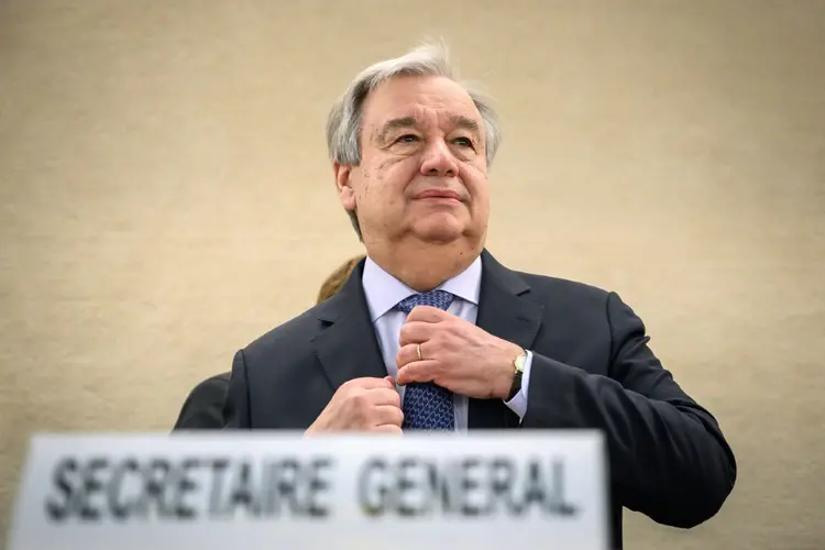 Antonio Guterres: o secretário-geral da ONU, na abertura da 40ª sessão do Conselho de Direitos Humanos da ONU, em Genebra (-/AFP)