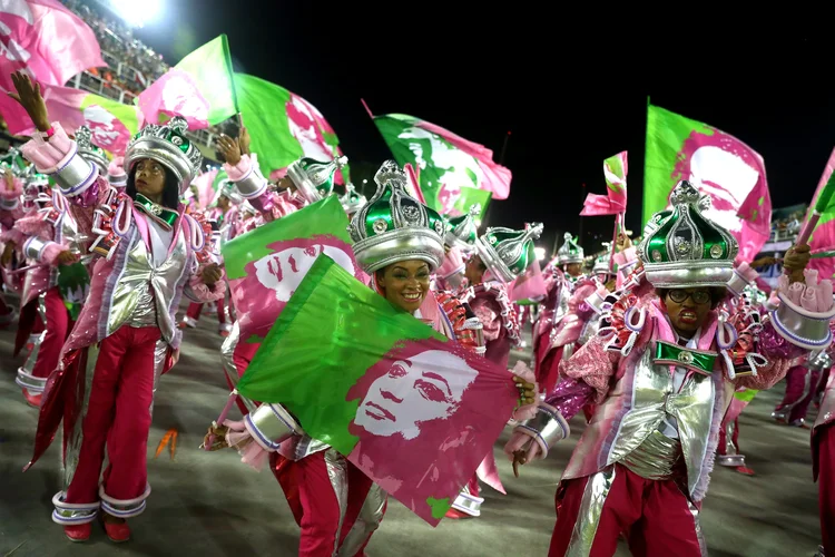 Desfile da Mangueira na Sapucaí: ala homenageia a vereadora Marielle Franco, morta há um ano (Pilar Olivares/Reuters)