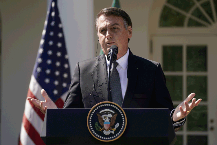 Bolsonaro: presidente discursou após encontro com Trump na Casa Branca (Kevin Lamarque/Reuters)