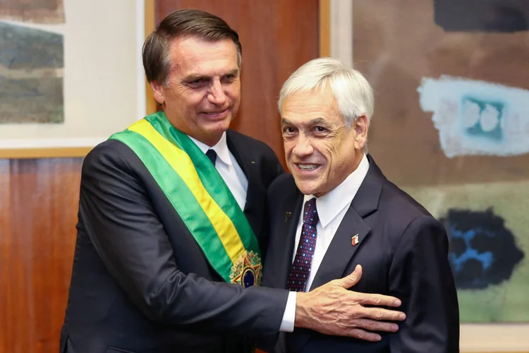 Bolsonaro E Piñera: presidente chileno veio prestigiar o brasileiro em sua posse, em janeiro (Marcos Correa/Reuters)