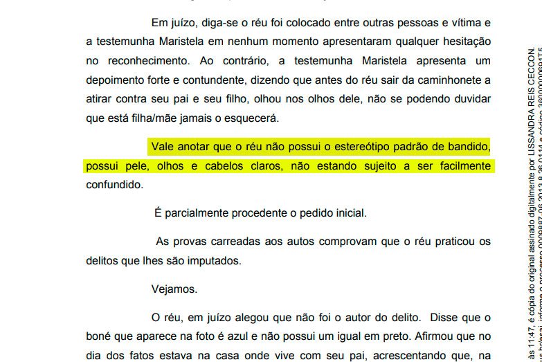 Réu, de pele e olhos claros, não possui estereótipo de bandido, diz juíza