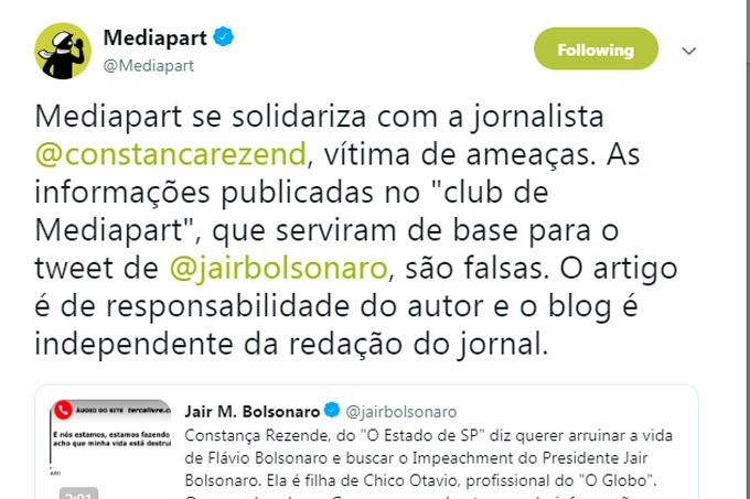 Site francês que originou ataques contra jornalista desmente informações