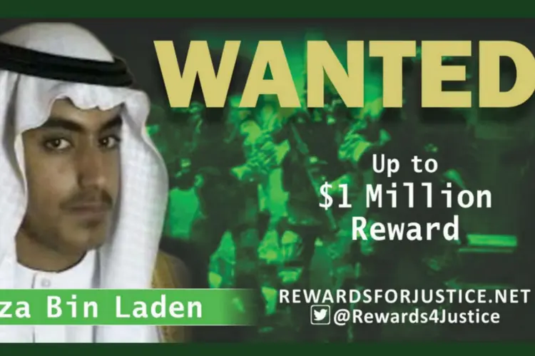 Imagem divulgada no Twitter do Departamento de Estado dos EUA: órgão anuncia recompensa de US $ 1 milhão pelo líder-chave da Al Qaeda Hamza bin Laden, filho de Osama bin Laden (State Department/Handout/Reuters)