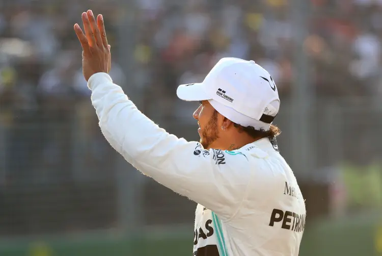 Lewis Hamilton: piloto dedicou o triunfo a Niki Lauda, que recebeu outras homenagens antes da corrida (Mark Thompson/Getty Images)