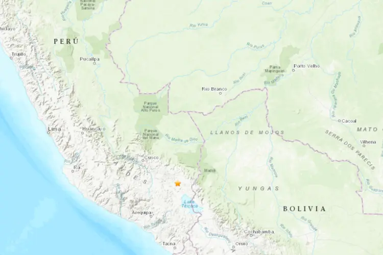 Um terremoto de magnitude 7,1 atingiu o sul do Peru ((USGS/Reprodução)