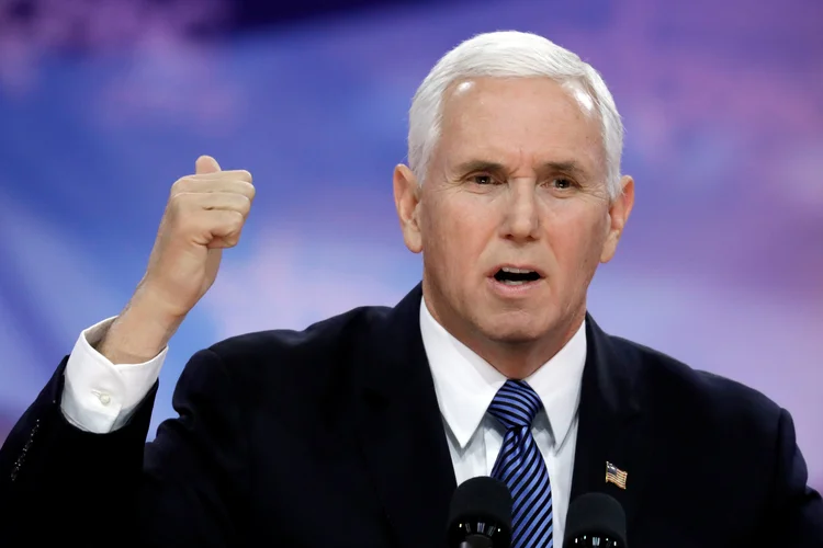 Mike Pence: o vice-presidente dos EUA, Mike Pence, discursa na reunião anual da Conferência de Ação Política Conservadora (CPAC) em National Harbor, Washington, no dia 1 de março de 2019 (Yuri Gripas/Reuters)