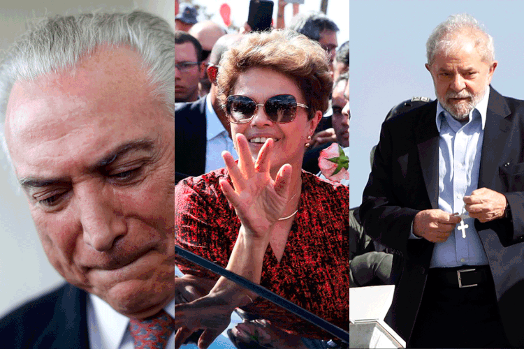 Ex-presidentes: políticos foram presos ou alvos de investigações (Adriano Machado/Reuters - Wilson Dias/Ag.Br - Rodolfo Buhrer/Ag.Br/Exame)