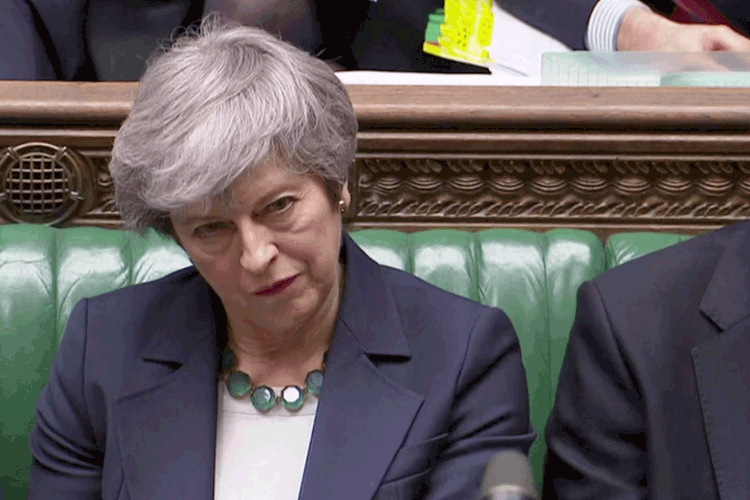 Theresa May: indecisão do Parlamento dificulta Brexit com acordo (Reuters TV/Reuters)