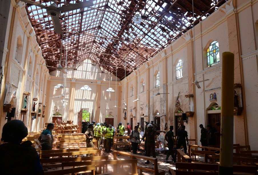 Igreja destruída em ataque no Sri Lanka