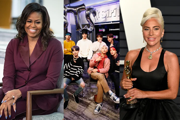 Michelle Obama, BTS e Lady Gaga: personalidades estão na lista de 100 pessoas mais influentes da revista Time (Montagem/Exame)