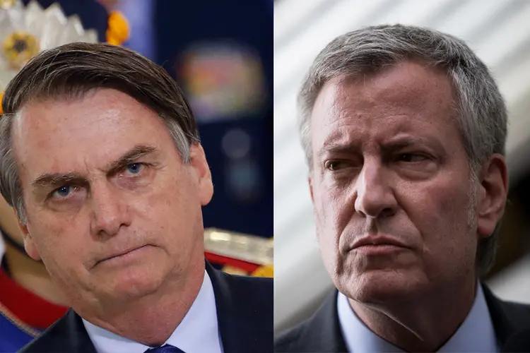 Bill de Blasio: prefeito de Nova York agradeceu museu por não sediar evento no qual Bolsonaro será homenageado (Montagem/Exame)