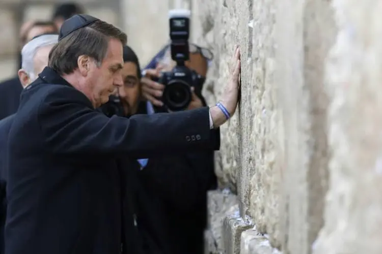 Bolsonaro: o presidente foi ao muro das lamentações com Netanyahu (AFP/AFP)