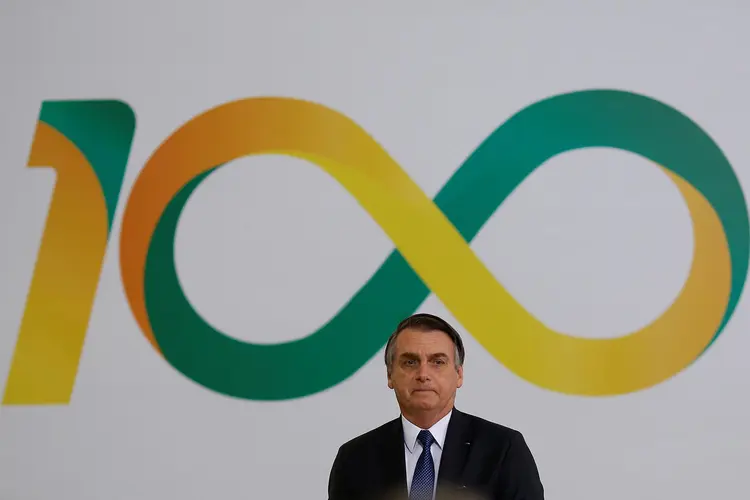 Cerimônia em comemoração aos 100 dias do governo Bolsonaro (Adriano Machado/Reuters)