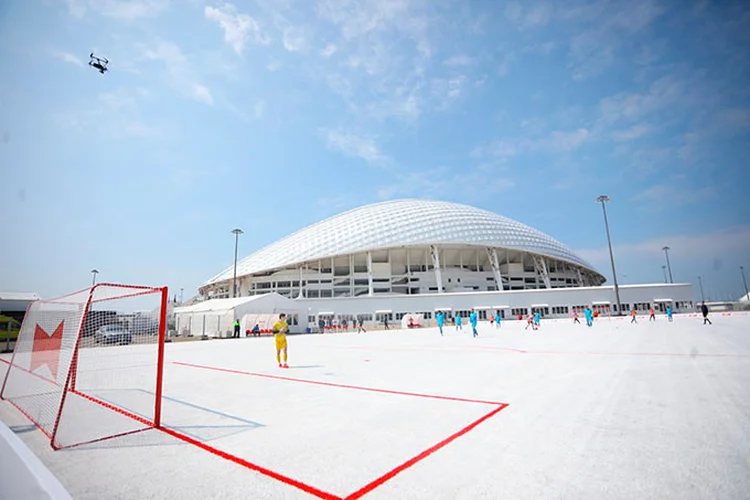 Budweiser ReCup Arena: campo de plástico reciclado.  (Budweiser/Divulgação)