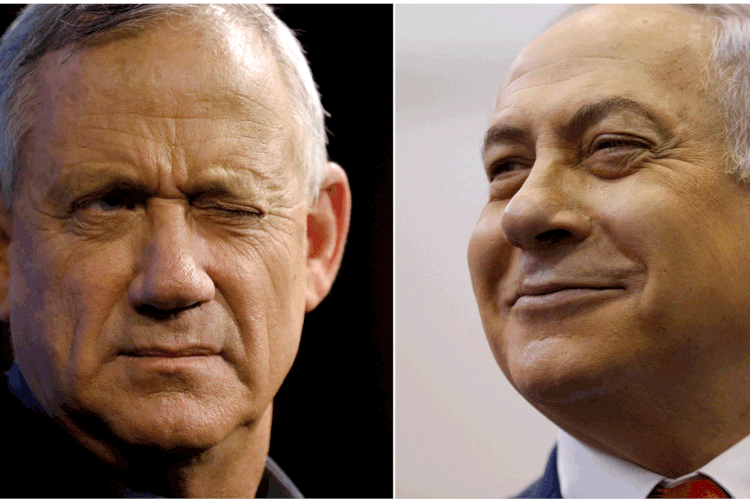 Gantz-Netanyahu: candidatos comemoram vitória antes de resultado oficial (Amir Cohen-Ariel Schalit/Reuters)