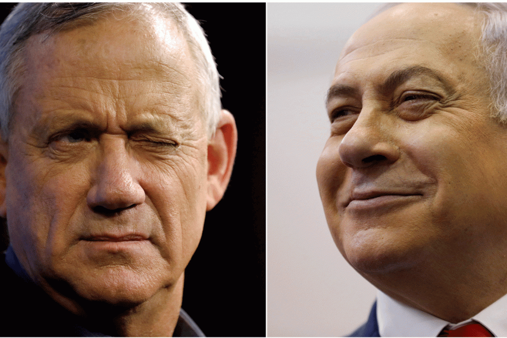 Adversários, Netanyahu e Gantz comemoraram vitória nas eleições de Israel