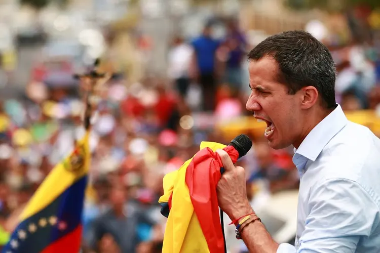 Guaidó neste domingo: ele afirmou que uma possível intervenção militar na Venezuela não é uma opção (Isaac Urrutia/Reuters)