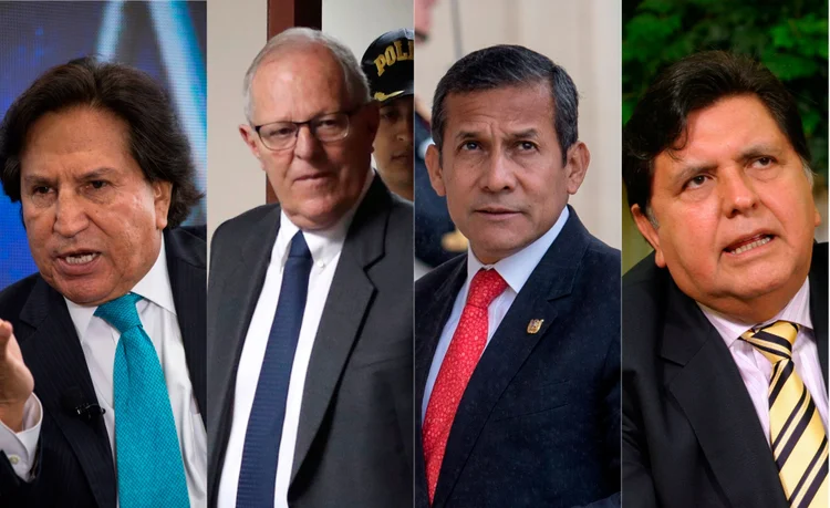 Apenas o presidente interino Valentin Paniagua, que governou por oito meses entre 2000 e 2001, não responde a acusações (Montagem/Site Exame)