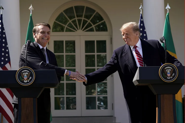 Presidente do Brasil, Jair Bolsonaro, em visita à Casa Branca em março (Kevin Lamarque/Reuters)