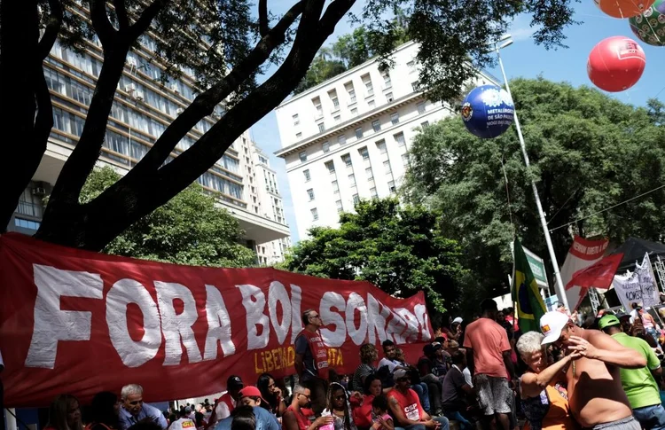 Manifestação do Dia do Trabalho em São Paulo, dia 1/5/2019 (Nacho Doce/Reuters)