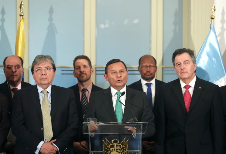 Representantes de países que formam o chamado Grupo de Lima, fazem declaração conjunta sobre a Venezuela nesta sexta-feira, 3
 (Guadalupe Pardo/Reuters)
