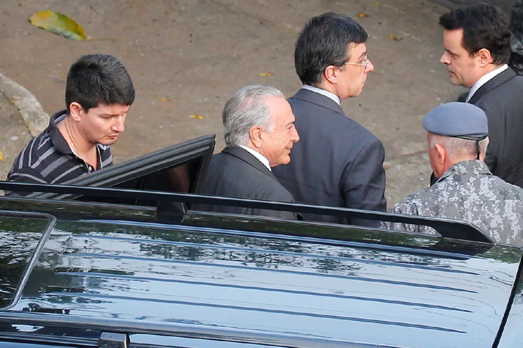 Temer: ex-presidente da República deixou há pouco o Comando de Policiamento de Choque da PM (Nacho Doce/Reuters)