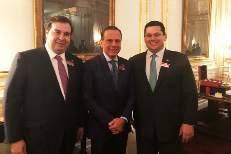Rodrigo Maia, João Doria e Davi Alcolumbre participam de evento em Nova York (Assessoria/Divulgação)