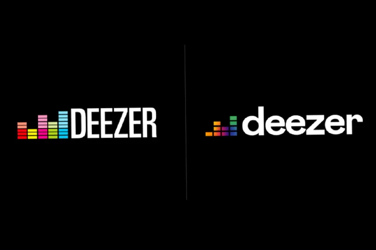 Novo visual Deezer: logo antigo à esquerda, e o novo à direita.  (Deezer/Reprodução)