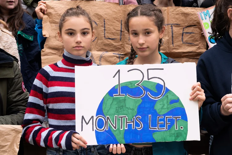 Mudanças Climáticas: meninas protestam contra o aquecimento global em Nova York, nos EUA (Pacific Press / Contributor/Getty Images)