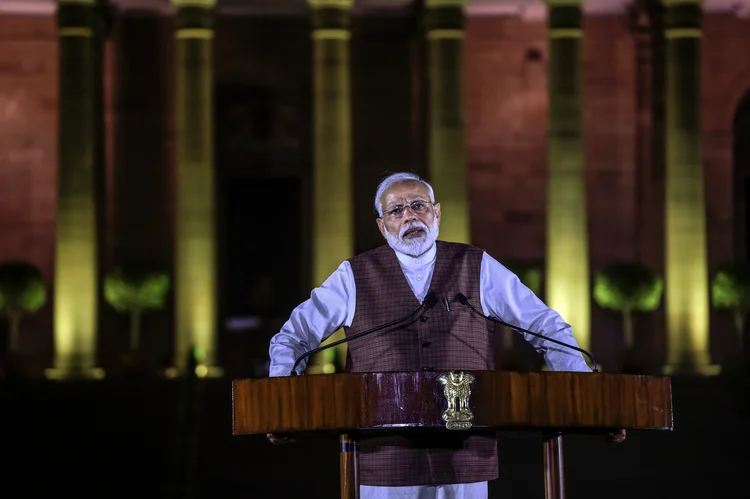 Narendra Modi: primeiro-ministro indiano agradeceu Bolsonaro em seu perfil no Twitter (Atul Loke/Getty Images)