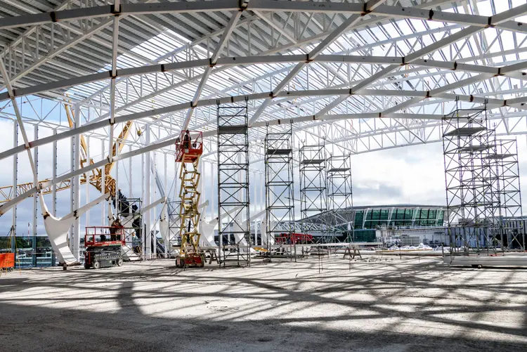 Construção do Aeroporto Internacional Ezeiza, em Buenos Aires. Foto: Anita Pouchard Serra/Bloomberg (Anita Pouchard Serra/Bloomberg)