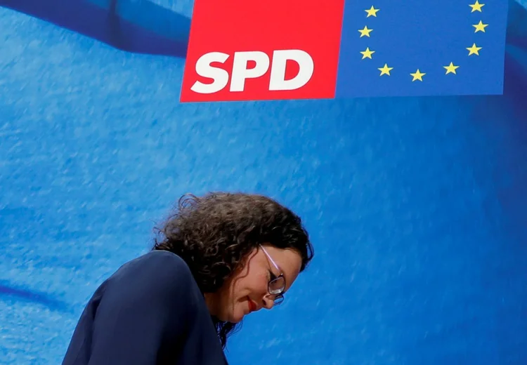 Andrea Nahles: ela deixará o posto de chefe do grupo parlamentar do SPD na terça-feira (Fabrizio Bensch/Reuters)