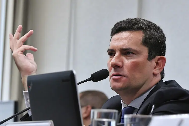 Sergio Moro: Deputados criticaram o ministro da Justiça por ter cancelado sua ida à Câmara dos Deputados para prestar esclarecimentos sobre mensagens vazadas alegando viagem aos EUA (Geraldo Magela/Agência Senado)